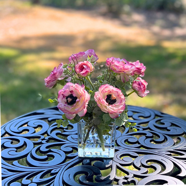 Primrue Silk Ranunculus Arrangement In Vase | Wayfair